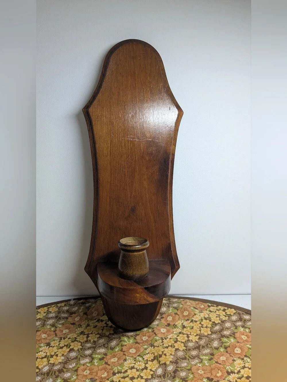Vintage Wood Wall Sconce  Brown